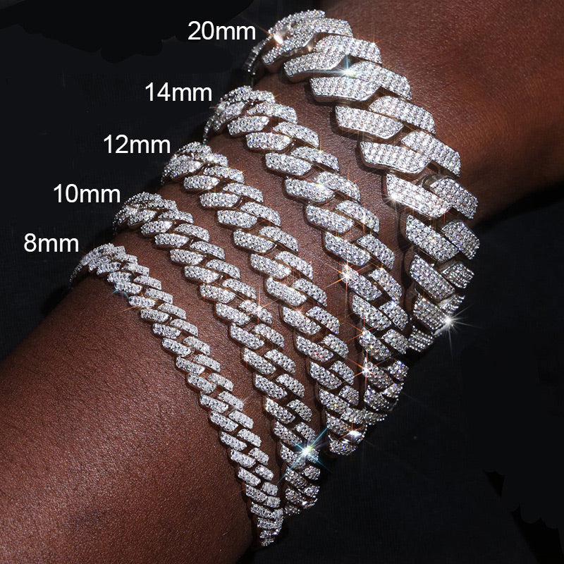 2Rows Moissanite Cuban Link Bracelet