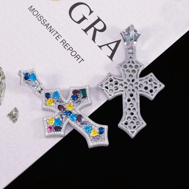 Fancy Colors Moissanite Cross Pendant