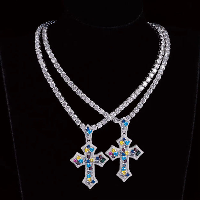 Fancy Colors Moissanite Cross Pendant